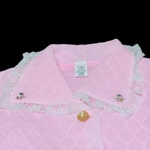 Vtg Mcm Retro JCPenney Women's L Pink Quilted Bed Jacket Nwt 3/4 Sleeve‎ Defect